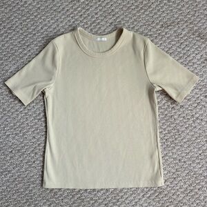 GU women ribbed short sleeve tshirt yellow